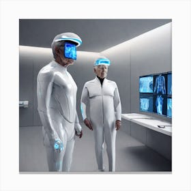 Two Men In Futuristic Suits Canvas Print