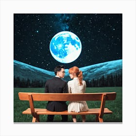 Couple Sitting On A Bench 11 Canvas Print