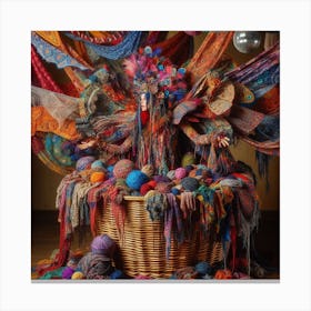 Basket Of Yarn Canvas Print