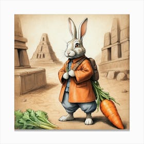 Rabbit With Carrots 26 Canvas Print