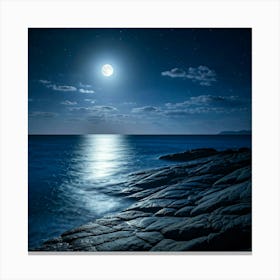 Full Moon Over The Sea Canvas Print