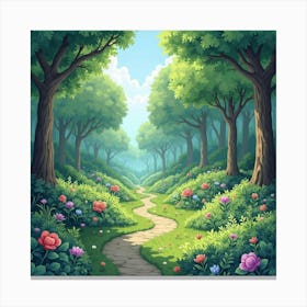 Enchanting Watercolor Wilderness With Hidden Paths 1 Canvas Print