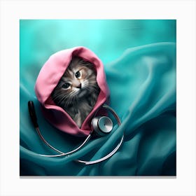 Cat With Stethoscope Canvas Print