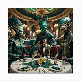 Aliens At Dinner II Canvas Print