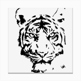 Tiger Drawing Stencil White Mammal Face Canvas Print