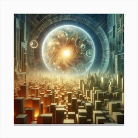 Futuristic City,Inspired by Paul Klee's abstract works 1 Canvas Print