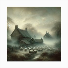 Sheep In The Mist Canvas Print