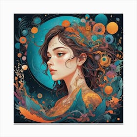 Girl In Space Canvas Print