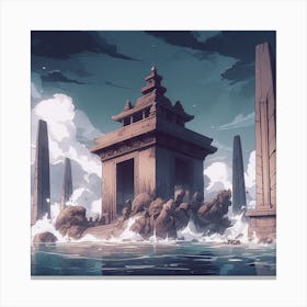 Temple In The Water Canvas Print