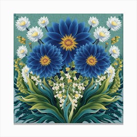 Klimts Would Love These Flowers Light Blue (2) 2 Canvas Print