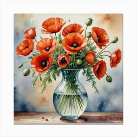 Poppies In A Vase Canvas Print