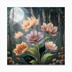 Flowers In The Moonlight 2 Canvas Print