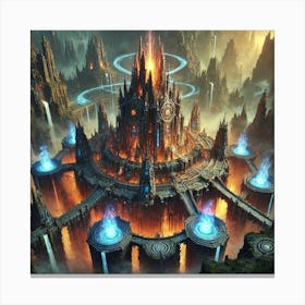 An Aerial View Of The Core Temple Of The Mantleborn Territories Canvas Print