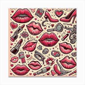 Valentine's Day, kiss pattern 3 Canvas Print