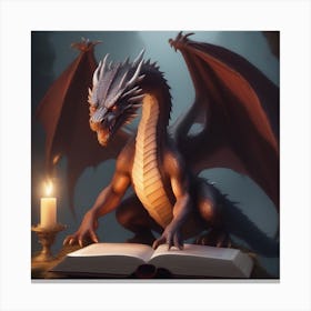 Dragon Reading Book Canvas Print