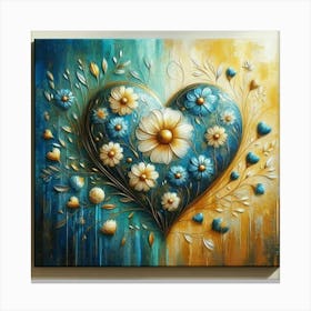 Heart shaped flowers acrylic art 4 Canvas Print