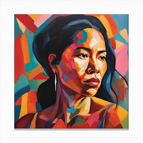 Expressionist portrait of Asian woman Canvas Print