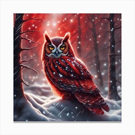 Red Owl In The Snow Canvas Print