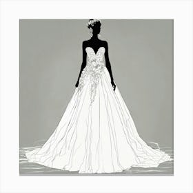 Wedding Dress Silhouette 1 Canvas Print