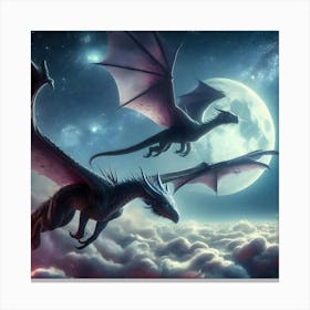 Two Dragons In The Sky 1 Canvas Print