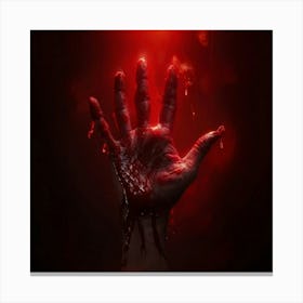 Bloody Handprint With A Sinister Texture Deep Red Hue Backlit By A Ghostly Glow Shadowy Surface Wh 2 1 Canvas Print