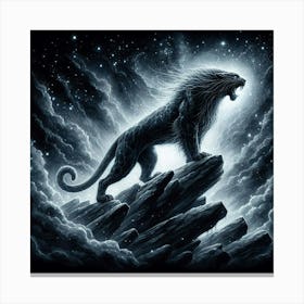 Lion In The Night Sky Canvas Print