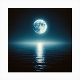 "Moonlit Serenity: Tranquil Ocean Dreams"  Immerse yourself in "Moonlit Serenity," a captivating digital artwork that encapsulates the peaceful embrace of a full moon over a tranquil ocean. Its luminous reflection on the water's surface brings a sense of calm and wonder to any space. Ideal for creating a serene ambiance in your home or office. Let this enchanting moonlight scene inspire your nights and elevate your decor. Canvas Print