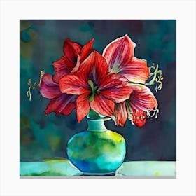 Amaryllis In A Vase Canvas Print