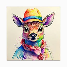 Deer In A Hat 10 Canvas Print