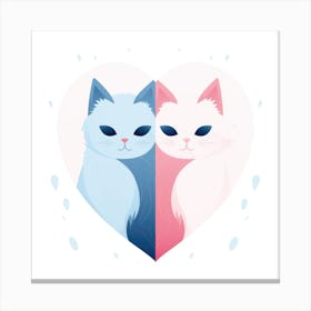 Two Cats In A Heart Canvas Print