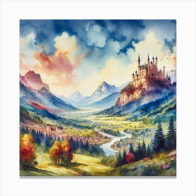 Watercolor Of A Castle 1 Canvas Print