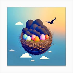 Easter Eggs In A Nest 119 Canvas Print