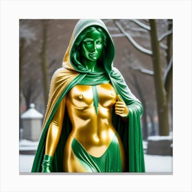 Estatua Verde Y Dorado Tema Canvas Print