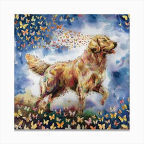 Golden Retriever With Butterflies Canvas Print