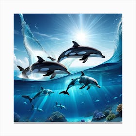 Dolphins In The Ocean 1 Canvas Print