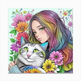 Cat and girl charm 1 Canvas Print