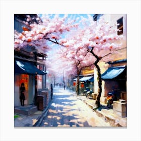 Cherry Blossom Street Canvas Print