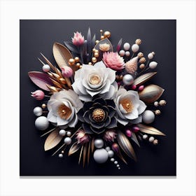 Paper Flowers On A Black Background Canvas Print