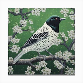 Ohara Koson Inspired Bird Painting Cowbird 4 Square Canvas Print