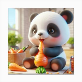 Panda Bear Eating Carrots Canvas Print