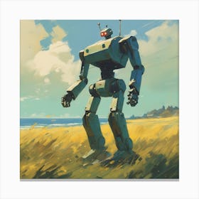 Robot In The Grass Canvas Print