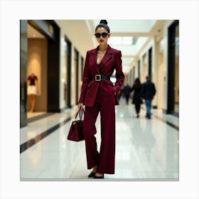 Woman In Burgundy Suit Leinwandbild