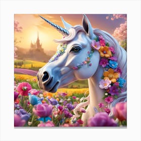 Unicorn In The Meadow Canvas Print