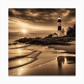 Sunset At The Lighthouse 13 Canvas Print