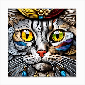 Cat, Pop Art 3D stained glass cat superhero limited edition 56/60 Canvas Print