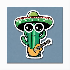 Cactus With Guitar 26 Canvas Print