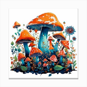 Mushrooms And Flowers 31 Canvas Print