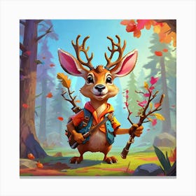 Deer In The Woods 72 Canvas Print