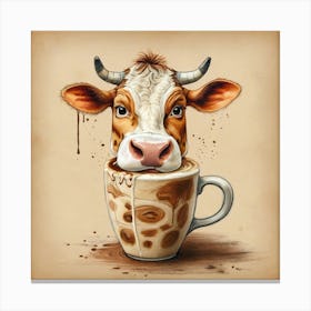 Cow In A Cup Of Coffee Canvas Print