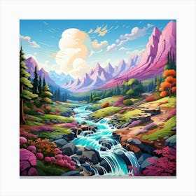 River Through The Vivid Valley Canvas Print